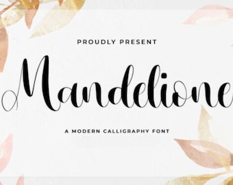 Mandeloine  Font|Calligraphy font| Digital font|commercial use|Handwritten|Elegant|Feminine|Cricut|Script Heart|Wedding font|Font with tails