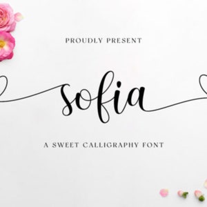 Sofia Font| Script Font|Calligraphy Font|Elegant Font |Font with Tail| Heart Font| Wedding Font|Cursive Font|Font for Cricut|Script Font SVG