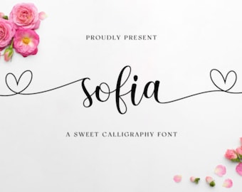 Sofia Font| Script Font|Calligraphy Font|Elegant Font |Font with Tail| Heart Font| Wedding Font|Cursive Font|Font for Cricut|Script Font SVG