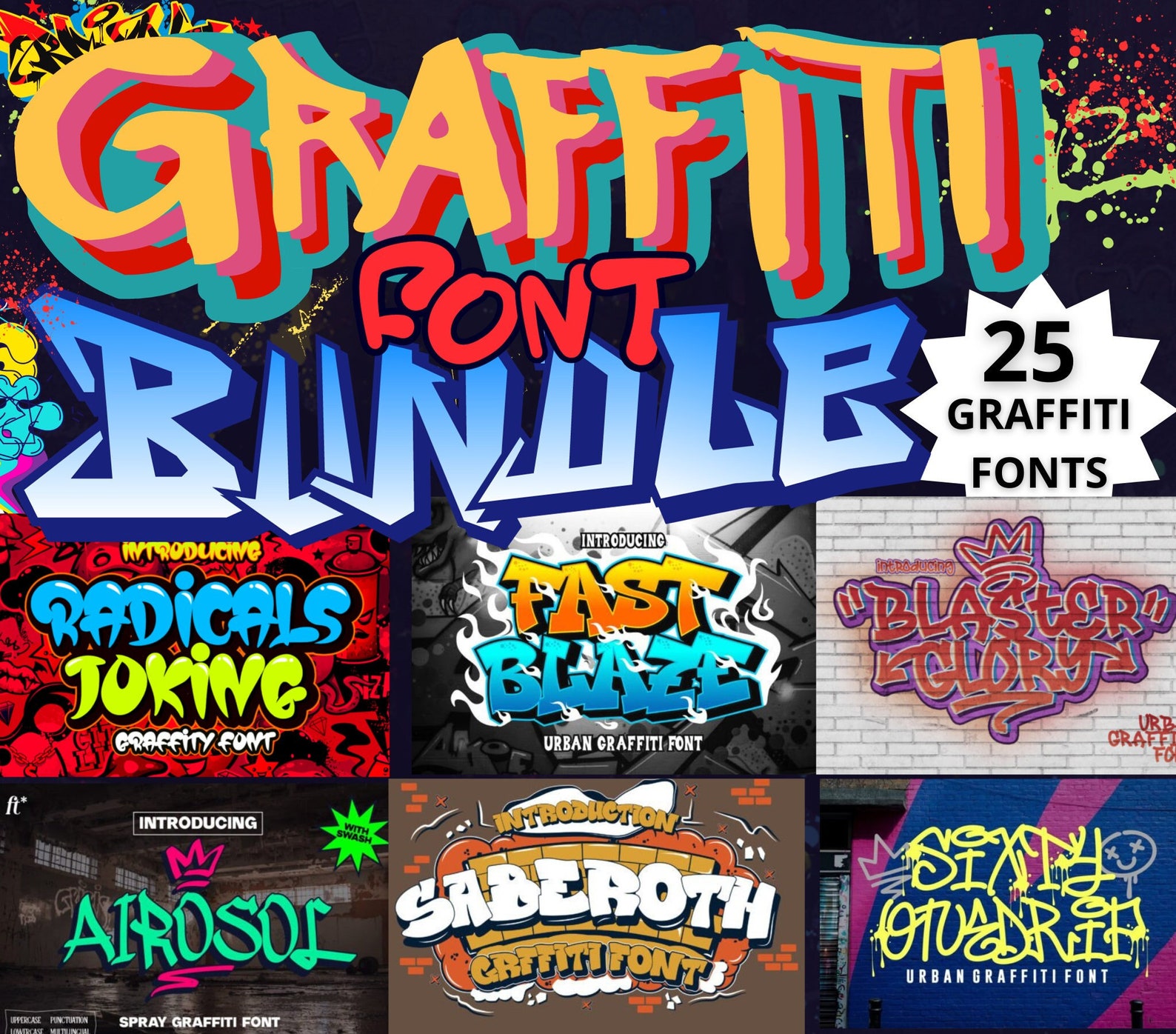 Street Style Lettering Graffiti Font Bundle| Urban Font|street Style Font | Tagging Font |hip ...