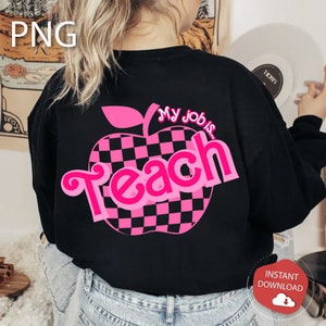 My Job is Teach Png, Teacher Png,Teacher Life, Teacher Job Png, Pink Retro Teacher Png, Back To School Teach Png,Funny Teacher Gifts