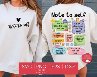 Note To Self PNG Motivational PNG Sublimation Design Mental Health Png Positive Inspirational Quotes Dear Person Behind Me DTF File Download