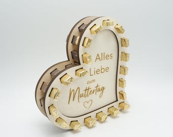DIY-bestand voor Moederdagcadeau – Cadeau-idee voor Moederdag – SVG DXF Lightburn-laserbestand – Houten chocoladehouder voor mama
