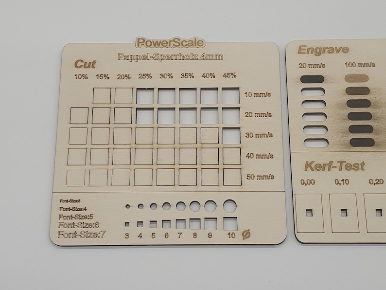 Laser Cutter Test File Powerscale | Laser Test Files | Lightburn Material Test Card ...