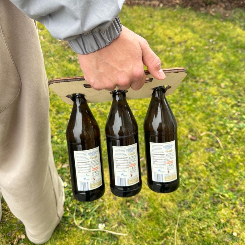 Bierhalter für drei Bier und mit lustigem Spruch
