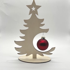 Weihnachtsbaum mit Kugel aus Holz zum auslasern | Digitaler Download | DXF, SVG | Laseridee für Weihnachten | Tannenbaum als Deko