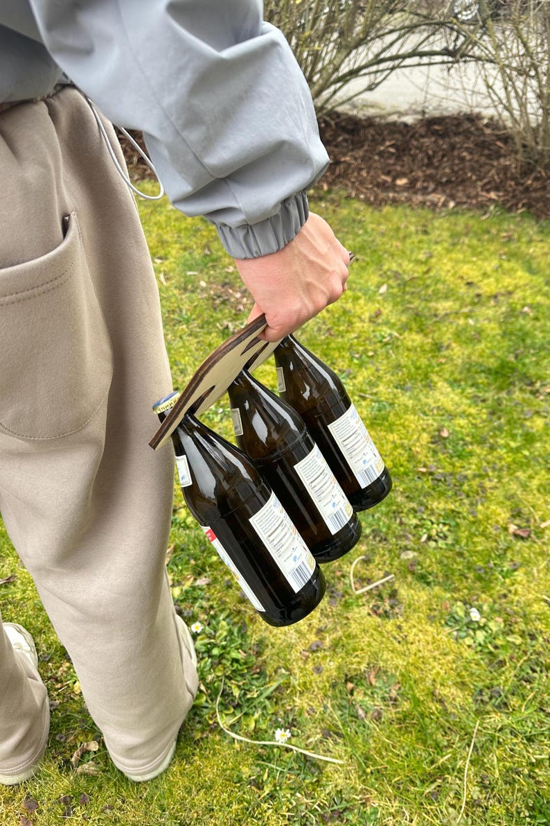 Bierhalter für drei Bier und mit lustigem Spruch