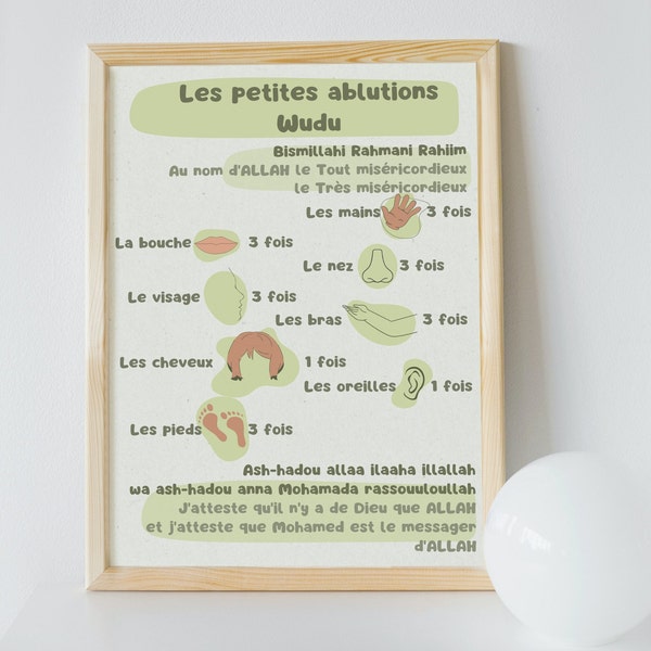 ABLUTIONS - Tableau Les Petites Ablutions - Cadre Bois - Papier Photo A4 - Voir description.