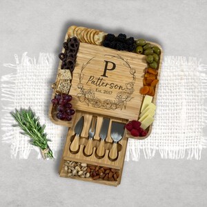 Personalized Charcuterie Board  w/ Utensils | Wedding Gift | Bridal Shower Gift | Housewarming Gift  | Custom Engraved Cutting Boars