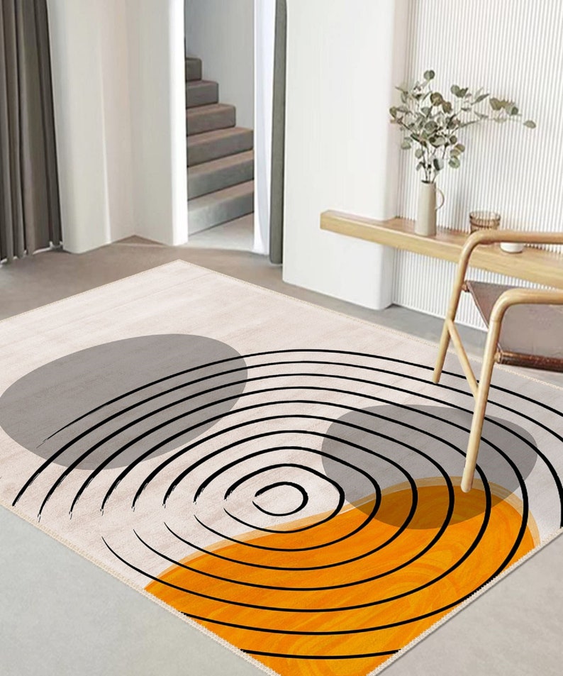 Unique Abstract Rug Runner, Colorful Irregular Rug for Kitchen Entryway