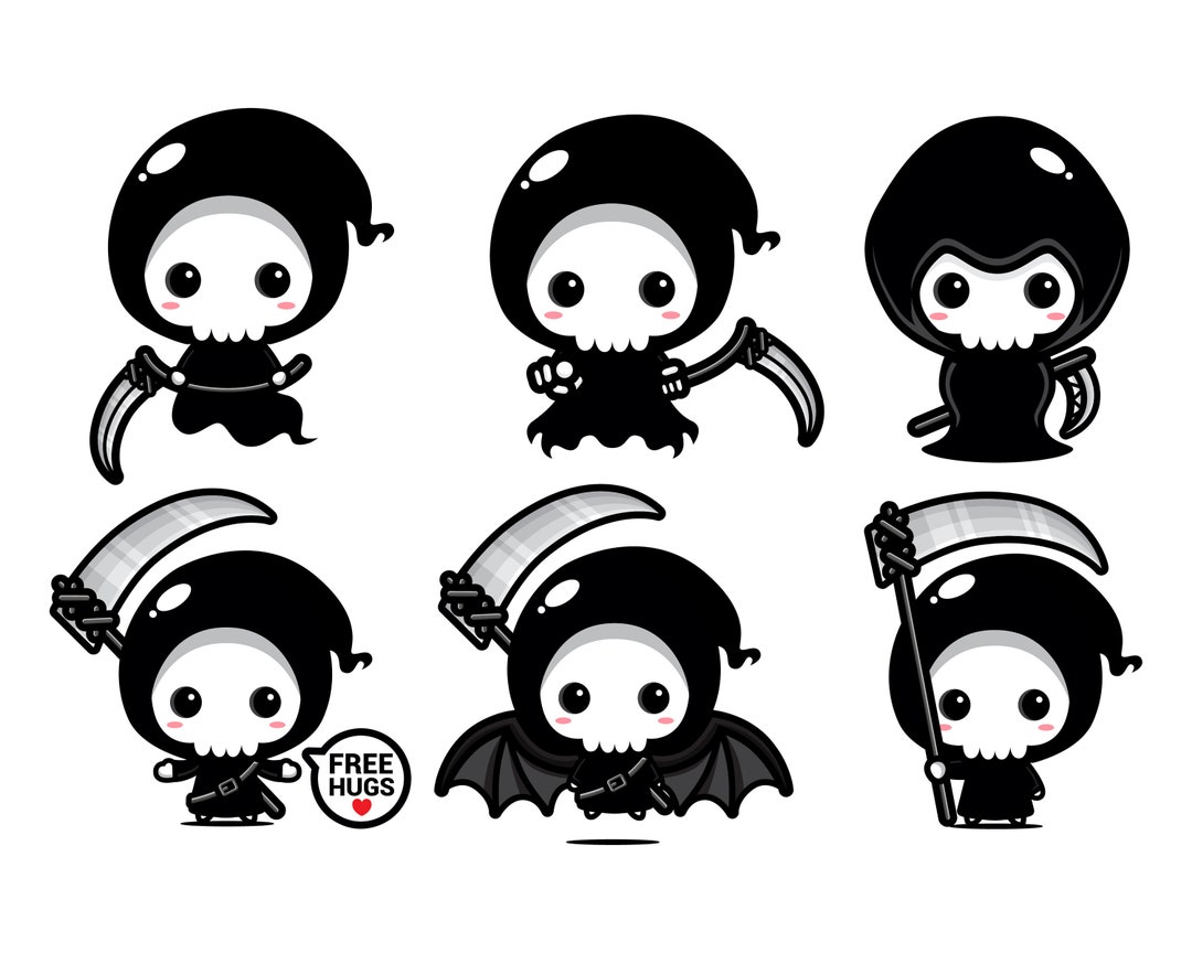 Grim Reaper SVG Free Hugs Cute Vector Art Design Set Death - Etsy