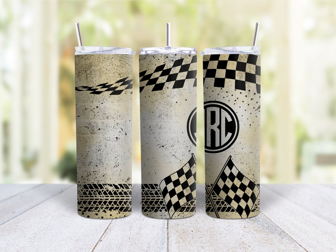 Shell Racing Tumbler 20oz Skinny Tumbler Personalized Monogram Racing Flag - Stainless Steel ...
