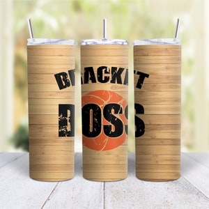 20oz Skinny Tumbler Basketball Tournament Bracket Boss - Stainless Steel Double Wall Insulated Cup With Lid And Straw