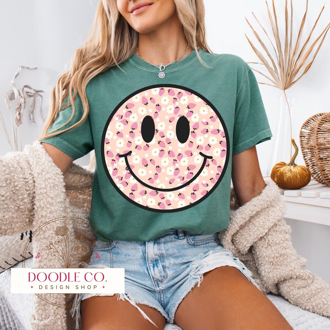 Smiley Face PNG Happy Face Png Strawberry Happy Face Png, Sublimation ...
