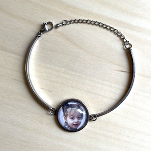 Personalized Jewelry Gift for Mom Custom Photo Bracelet Adjustable Stainless Steel Bracelet for Mother and Grandmother image 1