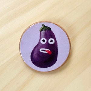 Broccoli, Eggplant and Tomato Lover Wooden Pin Set Funny Vegetarian Gifts Handmade Vegan Pin Buttons Gift Under 20 image 8