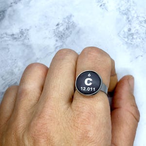 Chemistry Ring - Chemical Element Jewelry Gift - Handmade Customizable Adjustable Stainless Steel Ring
