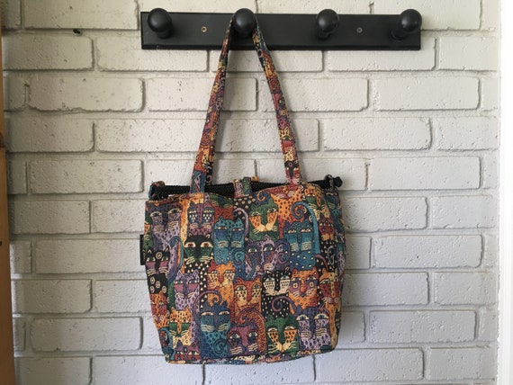 Laurel Burch Cat Tapestry Woven Shoulder Bag - Wh… - image 1