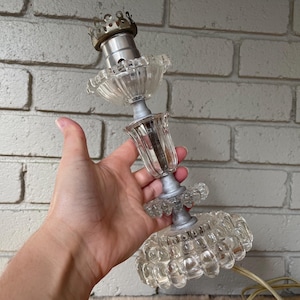 Vintage Clear Glass Hobnail Table Lamp, Midcentury Lighting