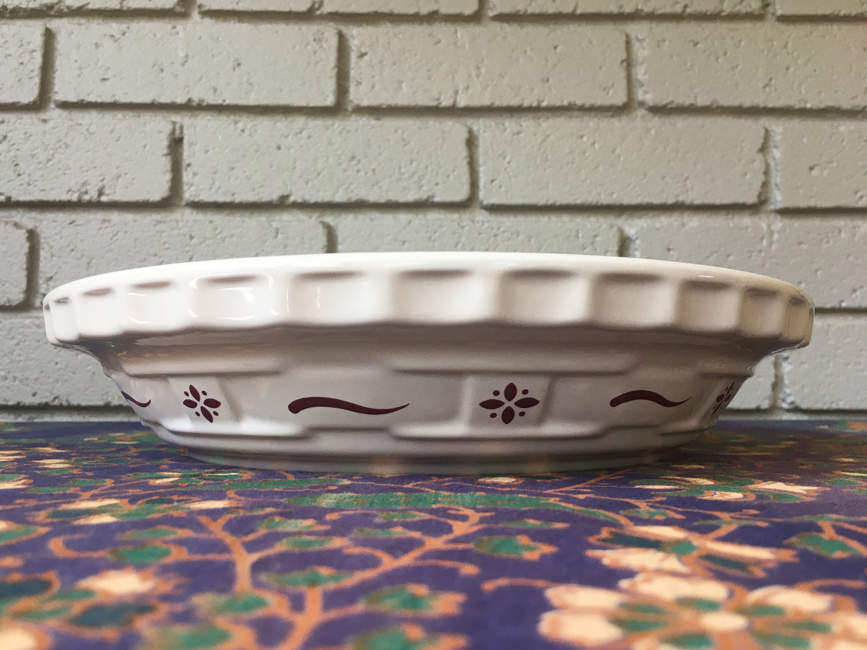 Longaberger Pie Plate 10 Heritage Red Woven Traditions Pattern