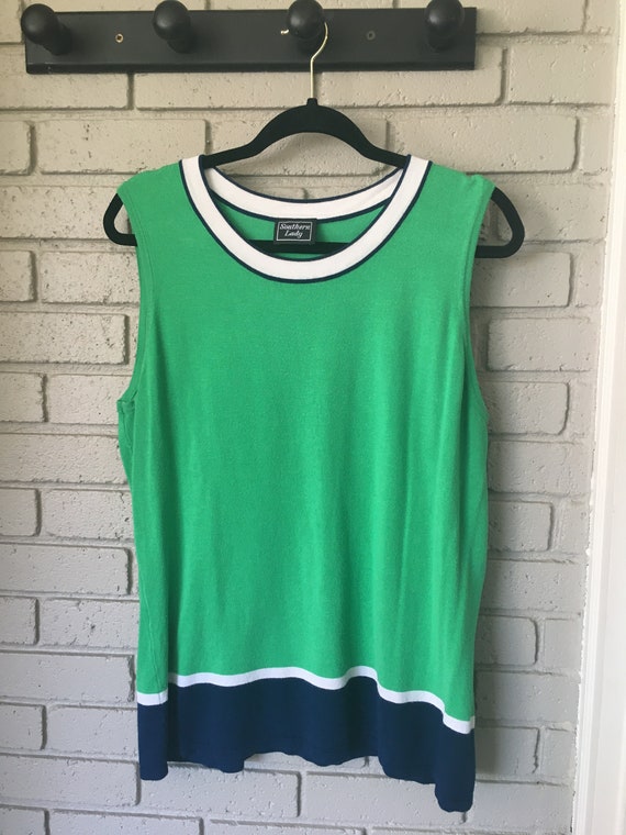 Kelly Green Sleeveless Southern Lady Top - Size L - image 5