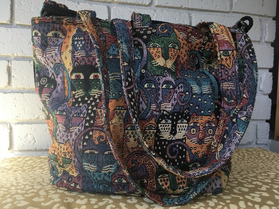 Laurel Burch Cat Tapestry Woven Shoulder Bag - Wh… - image 2