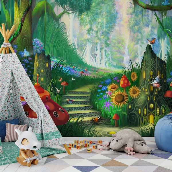 Hidden Treasure Children's Wallpaper Mural for Magical & Enchanting Kid's Bedroom, Playroom or Nursery