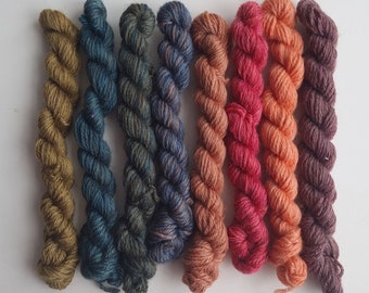 Naturally Dyed BFL & Bamboo mini skeins