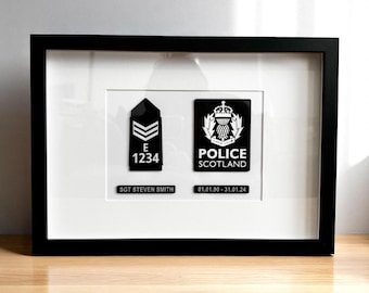 Police Scotland Style Logo & Rank Epaulette Personalised Presentation Frame | Police Officer Gift