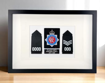 UK Police Ranks & Badge Presentation Frame | Personalised Police Officer Gift
