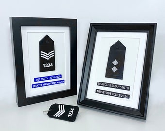 British Police Rank Epaulette Box, Custom Presentation Frame, Gift