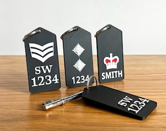 METROPOLITAN POLICE Rank Epaulette Keyring Bag Tag, Personalised Police Officer Gift