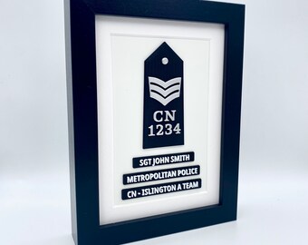 Personalised Metropolitan Police Rank Epaulette Box, Custom Presentation Frame, Gift