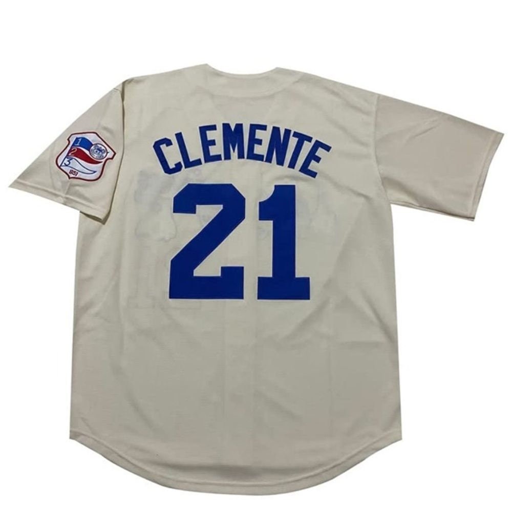#21 Roberto Clemente Puerto Rico World Game Classic Mens Baseball Jersey Stitched