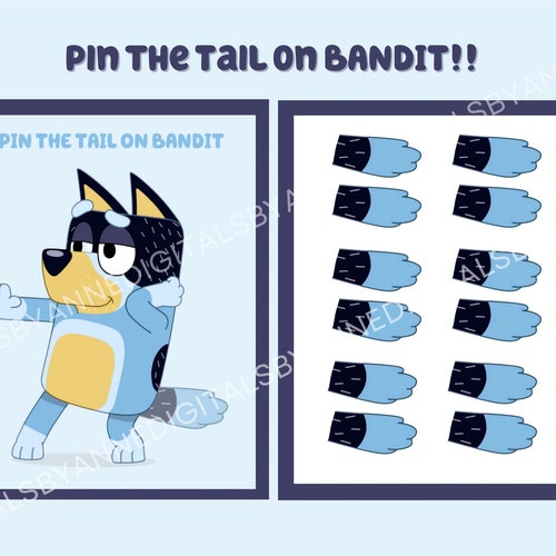 Pin the Tail on Bandit tails Included Etsy