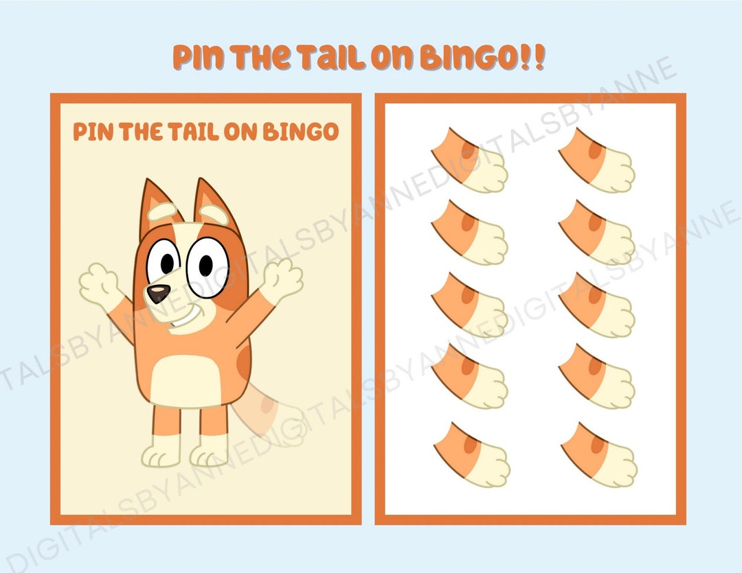 Pin the Tail on Bingo includes Tails Etsy