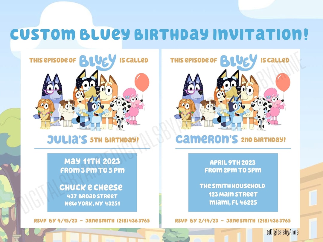 Bluey Birthday Invitation Etsy