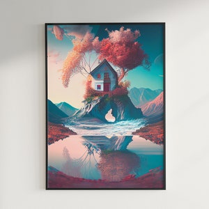 Cozy Surreal Wall Art Calm Zen feeling Digital Print Dreamy Fantasy house home decor for all rooms Surreal Tranquil Haven Gift for all