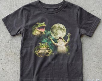 Frosch Kinder T-Shirt, lustiges Frosch Mond Grafik Tee, süßes Amphibien Jugend Shirt, Kleinkind Tier Top, Natur Kinder Geschenkidee