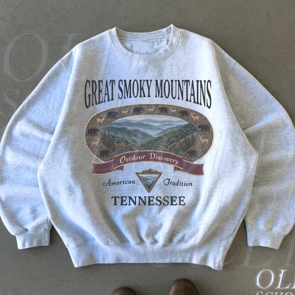 Retro Great Smoky Mountains Tennessee Sweatshirt, Vintage 90s Retro National Park Crewneck, Nostalgia Hiking Old School Gift