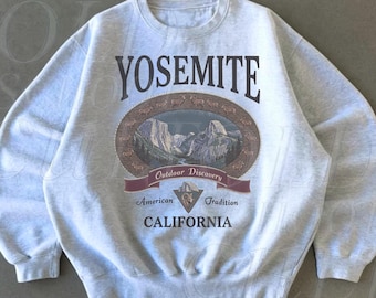 Retro Yosemite National Park Sweatshirt, Vintage 90s California Wildlife Graphic Crewneck, Nostalgia Hiking Old School Gift