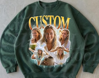 Individuell gestaltetes Vintage-Bootleg-Sweatshirt, Retro-Sweatshirt mit personalisiertem Foto und Namen für Freund/Freundin, personalisiertes Geschenk für Ehefrauen