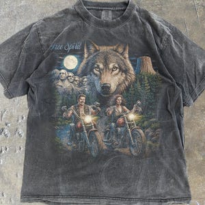HARLEY DAVIDSON wolf ハーレー　00s XL Vintage Harley Davidson Lone Rider 00s VTG Wolf Eagle Faded