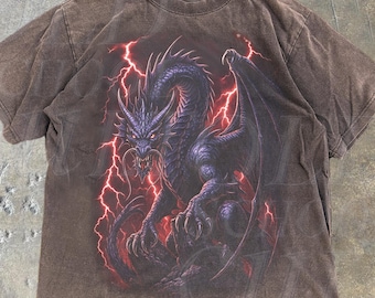 Dragon Limited Vintage 90s Style Graphic Shirt, Dragon Graphic Comfort Colors® Dark Fantasy Retro Tee, Grunge Y2k Mythical Medieval Top
