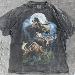 Vintage eland jaren 90 grafische stijl Comfort Colors®-t-shirt, retro wildlife natuur vervaagd T-shirt, natuur Y2k streetwear, outdoorcadeau jaren 2000