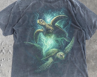 Turtle jaren 90 vintage stijl tshirt, retro Comfort Colors® Y2k Ocean shirt, Sealife, Turtle shirts, Turtle Sea Lovers, uniseks volwassen walvis T-shirt