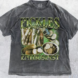 Pickle Enthusiast Vintage 90er Jahre Grafik-T-Shirt, Retro Comfort Colors® Pickle Lover Shirt, seltsames Shirt, lustiges Gag-Shirt, gewaschenes Y2K Dummes T-Shirt