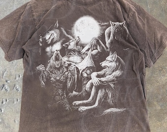 Camiseta Alpha Wolf con colores cómodos, estilo vintage de los 90, camiseta retro con memes, estética grunge, camiseta emo Silly Wolf, camiseta Alpha Wolf lavada.