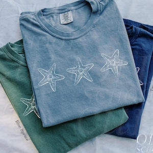 Ocean Sea Stars Comfort Colors® 90s Vintage Style Tshirt, Retro Sea Shell Beach Shirt, Summer Surfer Top, Ocean Lovers Gift,Sea Animal Tee