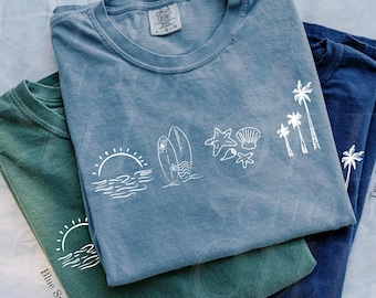 Surfer Ocean Comfort Colors® 90s Vintage Style Tshirt, Retro Sea Shell Beach Shirt, Summer Surfer Top, Ocean Lover Gift, Surfer Unisex Tee